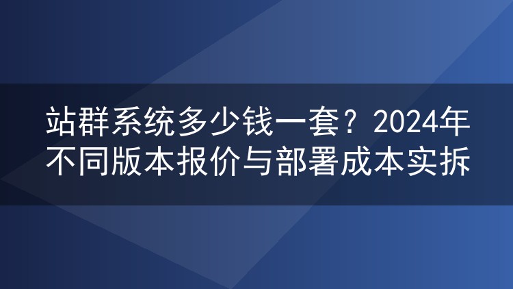 站群系统多少钱一套？2024年不同版本报价与部署成本实拆