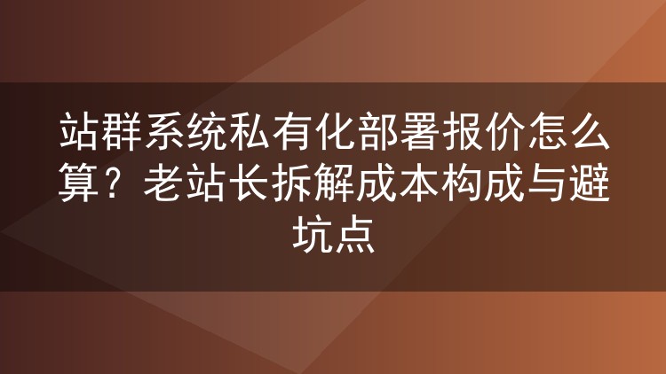 站群系统私有化部署费用怎么算？老手拆解报价明细与常见陷阱