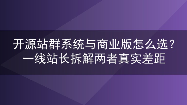 开源站群系统还是商业版?老站长用实战经验告诉你差别在哪