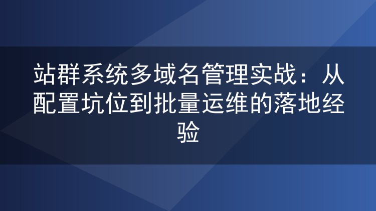 站群系统多域名管理实战：从配置坑位到批量运维的落地经验