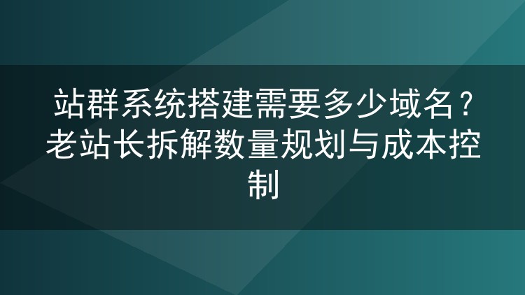 站群系统要配多少个域名才够用?老站长算了一笔数量与成本的明白账