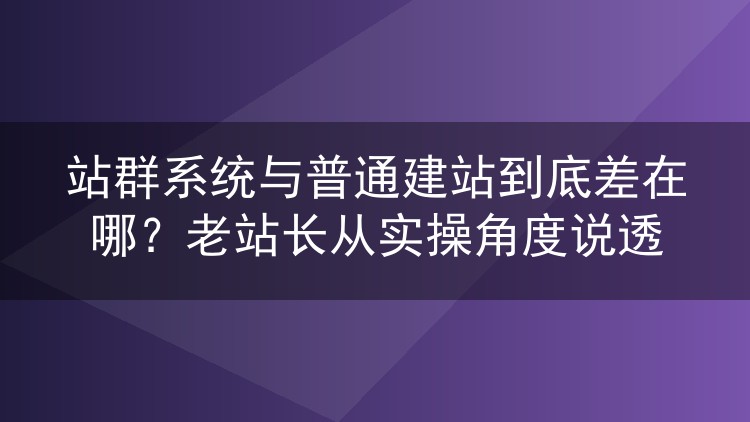 站群系统和普通建站有啥不一样?干了六七年站群的老手掏心窝聊聊