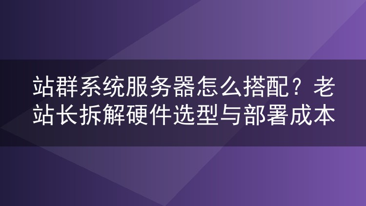 站群服务器硬件怎么配?老手从CPU到IP拆解选型与成本