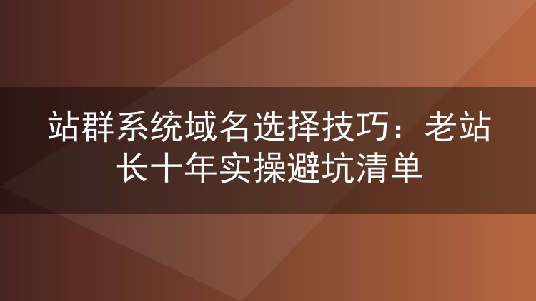 站群系统域名选择技巧：老站长十年实操避坑清单