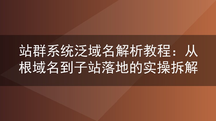站群泛域名解析全流程：从根域名配置到子站上线的实战拆解