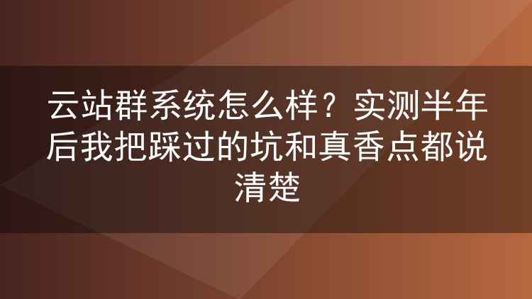 云站群系统怎么样？实测半年后我把踩过的坑和真香点都说清楚