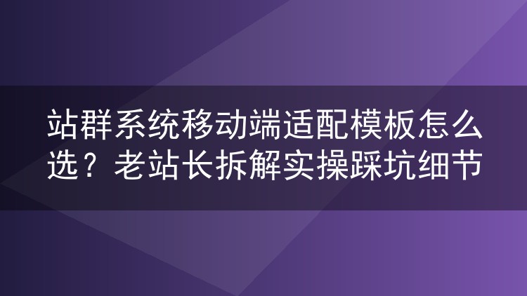 站群系统移动端适配模板怎么选？老站长拆解实操踩坑细节