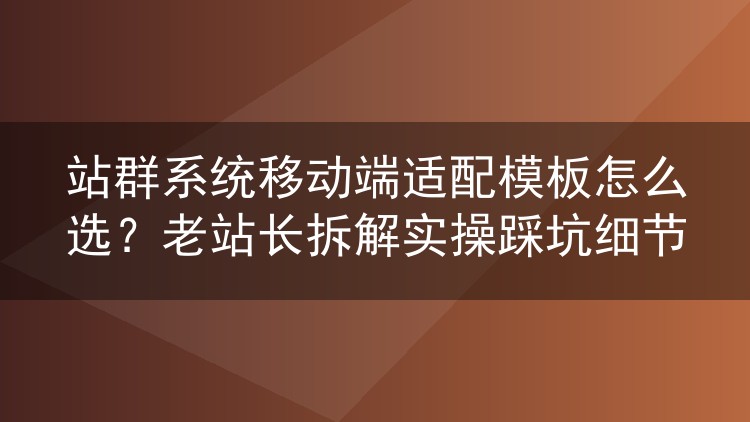站群移动端模板怎么挑不踩雷?老站长实测经验与避坑清单