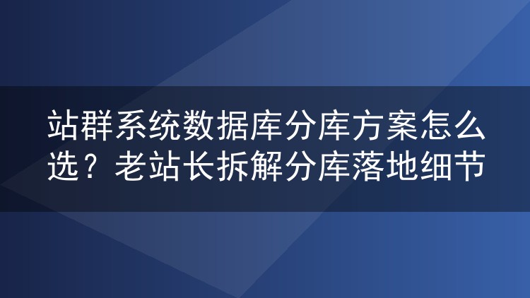 站群系统数据库分库方案怎么选？老站长拆解分库落地细节
