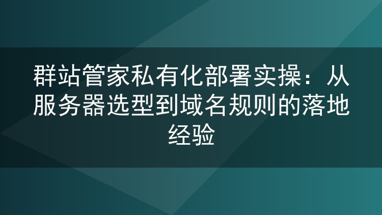 群站管家私有化部署实战：服务器选型、域名规则与版本升级的那些坑