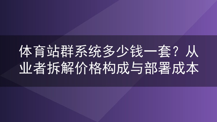 体育站群系统一套多少钱？从业者算算授权、服务器和域名的真实开销