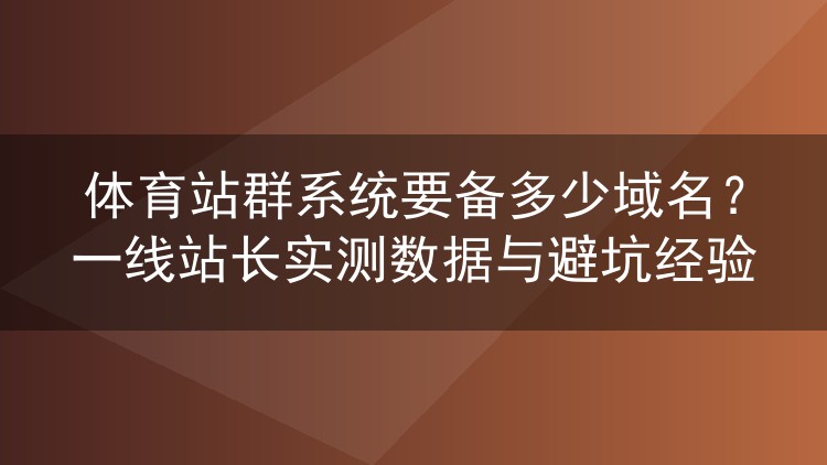 体育站群到底要备多少域名?实测数据与避坑心得