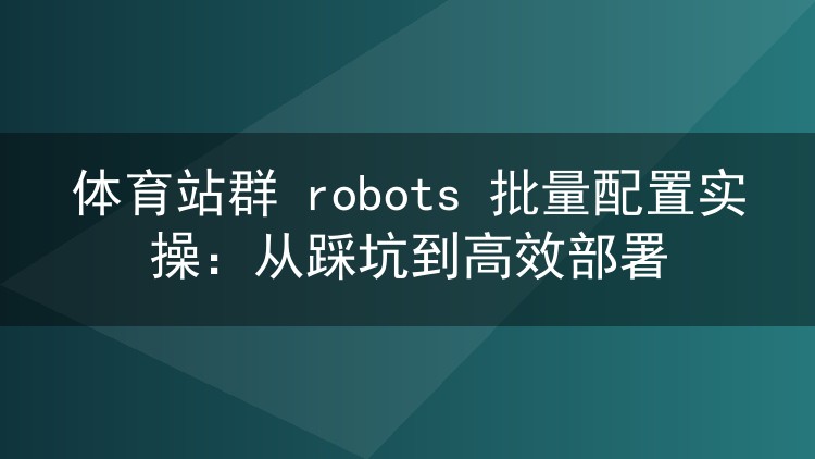 体育站群robots批量配置实战：避坑指南与高效部署方案