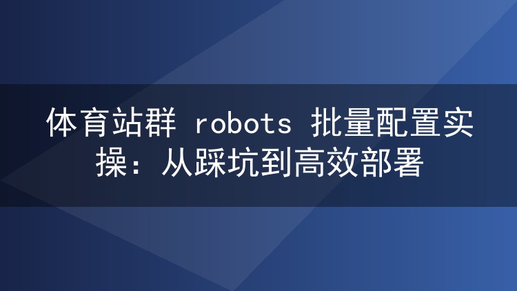 体育站群 robots 批量配置实操:从踩坑到高效部署