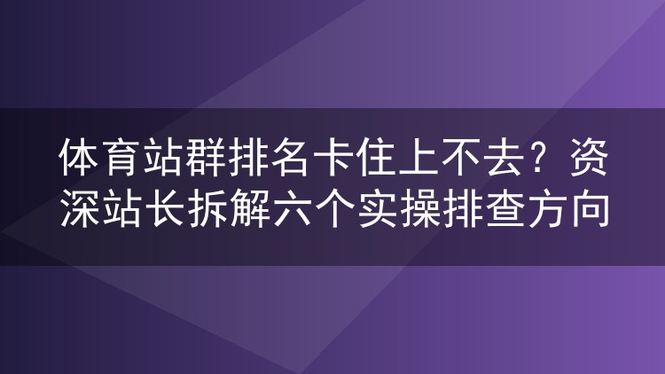 体育站群排名死活上不去?老站长逐条拆解六个排查死角