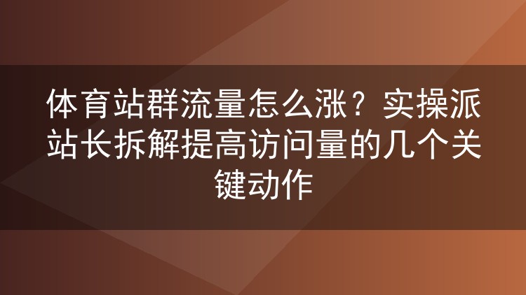 体育站群流量上不去？老站长复盘提升访问量的几个关键点