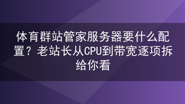 体育群站管家服务器怎么配才不踩坑?从CPU到带宽的实战选型清单