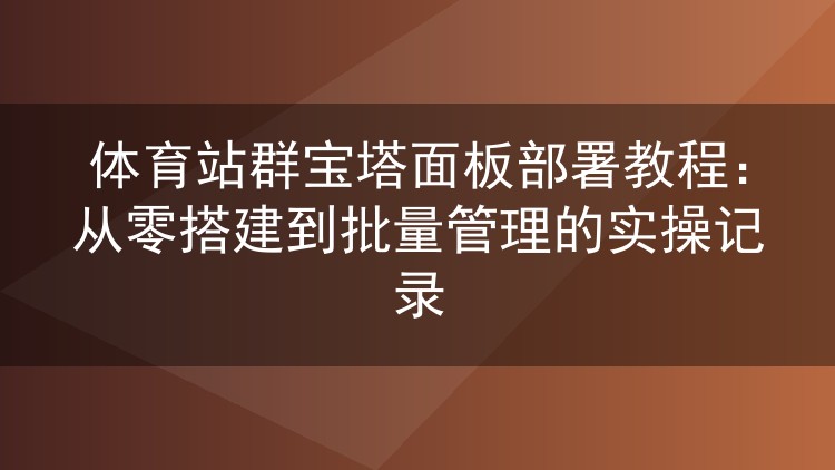用宝塔面板搭体育站群全攻略：服务器选型到批量运维的实战笔记