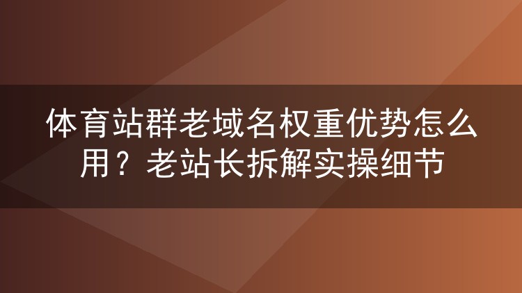 体育站群老域名权重优势怎么用?老站长拆解实操细节