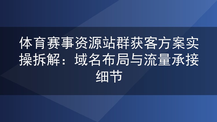 体育赛事资源站群获客方案实操拆解：域名布局与流量承接细节