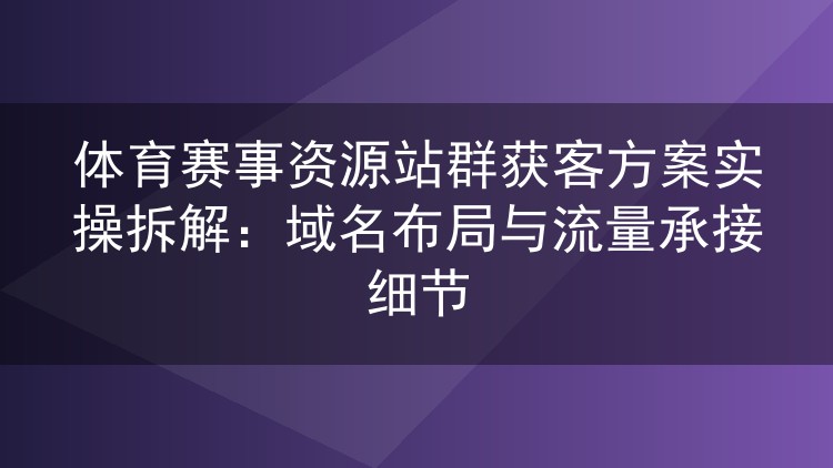 体育赛事站群获客实操复盘：域名布局与流量承接避坑指南