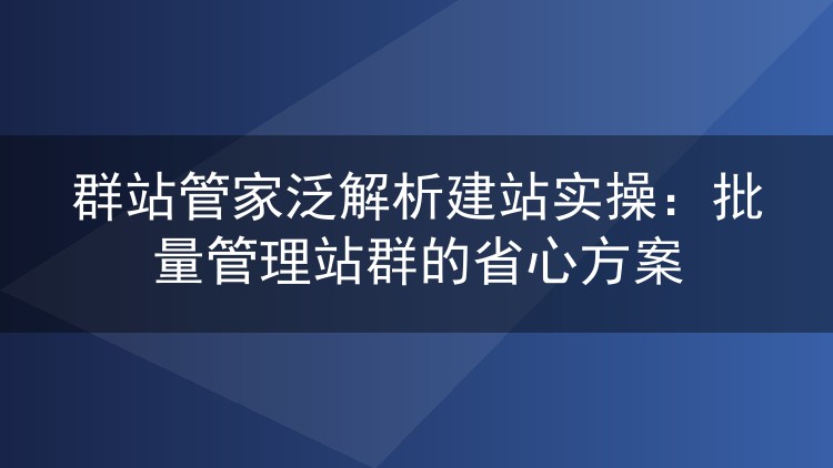 群站管家泛解析建站实测:几十个域名批量管理的省心玩法