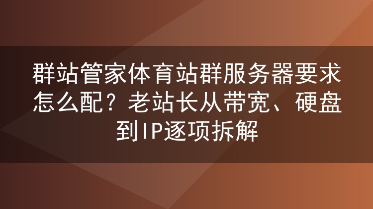 群站管家跑体育站群该配什么服务器？带宽、硬盘、IP逐项说透