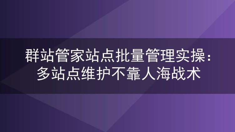 群站管家站点批量管理实操:多站点维护不靠人海战术