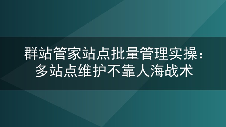 群站管家批量管理实测：几十个站点维护不用堆人力