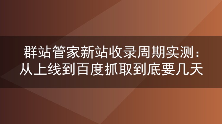 群站管家新站收录周期实测：上线到百度抓取的真实天数