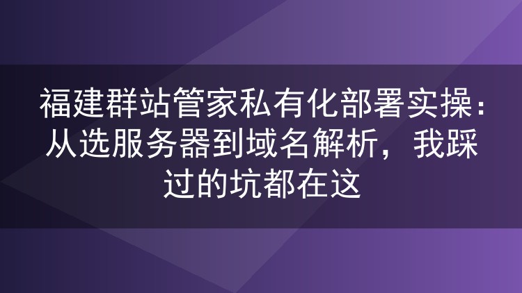 福建群站管家私有化部署实操:从选服务器到域名解析,我踩过的坑都在这
