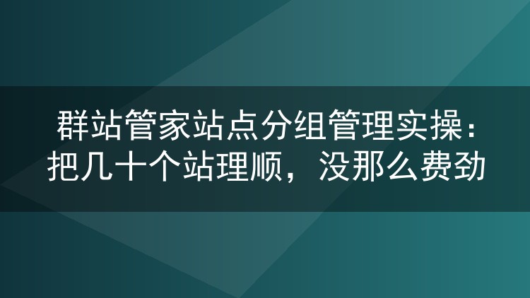 群站管家站点分组管理实操:把几十个站理顺,没那么费劲