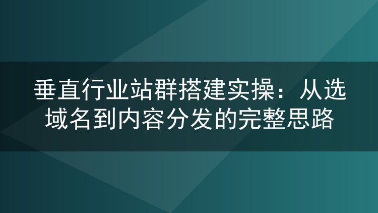 垂直行业站群实战复盘:域名筛选到内容投放的整套打法