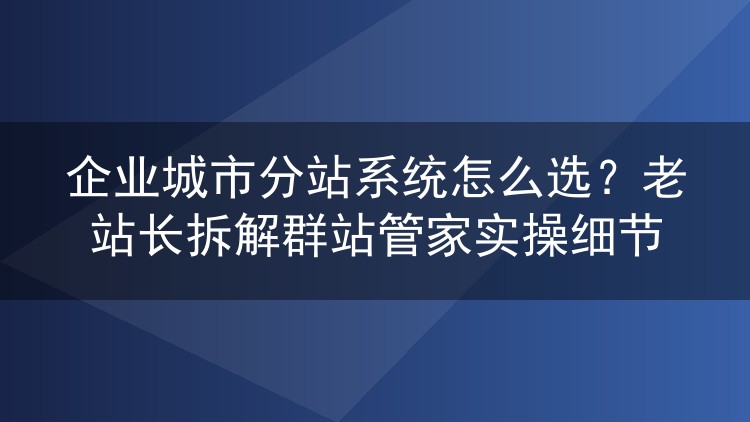 企业城市分站系统选型避坑指南:群站管家多站管理实操复盘