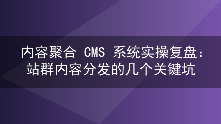内容聚合 CMS 系统实操复盘:站群内容分发的几个关键坑