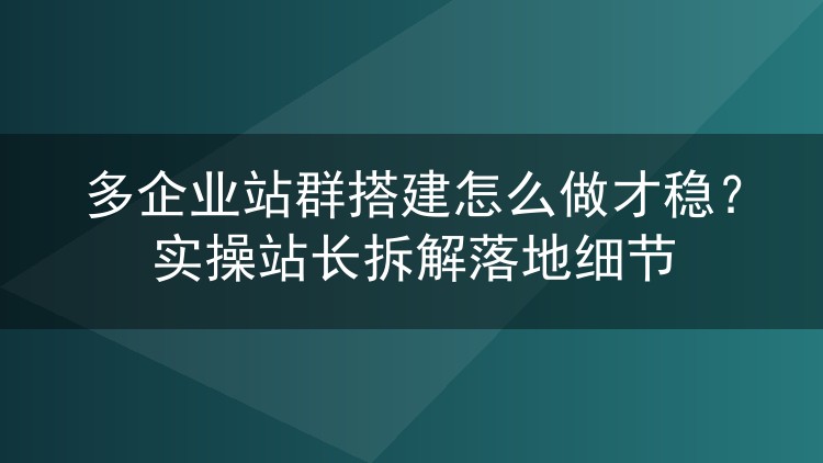 多企业站群搭建怎么做才稳?实操站长拆解落地细节