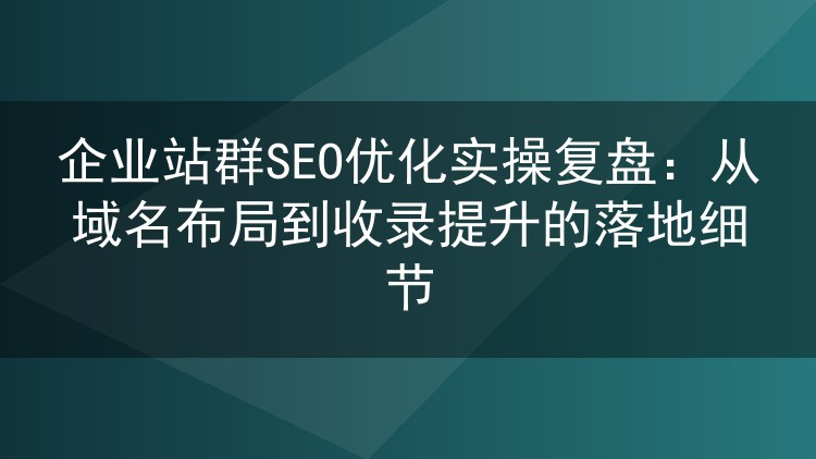 企业站群SEO优化实操复盘:从域名布局到收录提升的落地细节