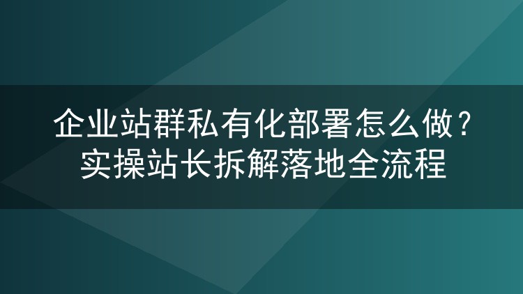 企业站群私有化部署怎么做？实操站长拆解落地全流程