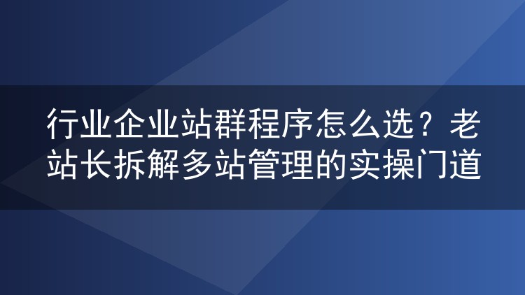 行业企业站群程序怎么选？老站长拆解多站管理的实操门道