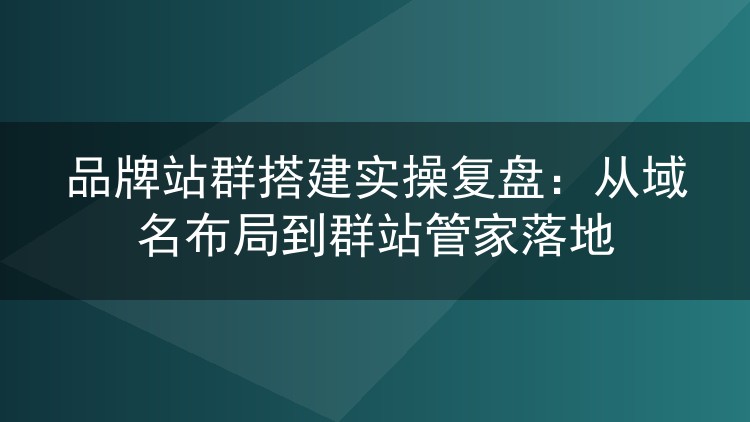 品牌站群搭建实操复盘:从域名布局到群站管家落地