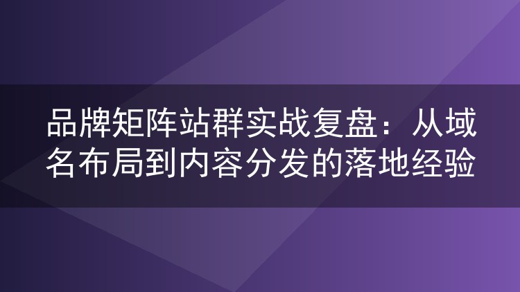 品牌矩阵站群实战复盘：从域名布局到内容分发的落地经验