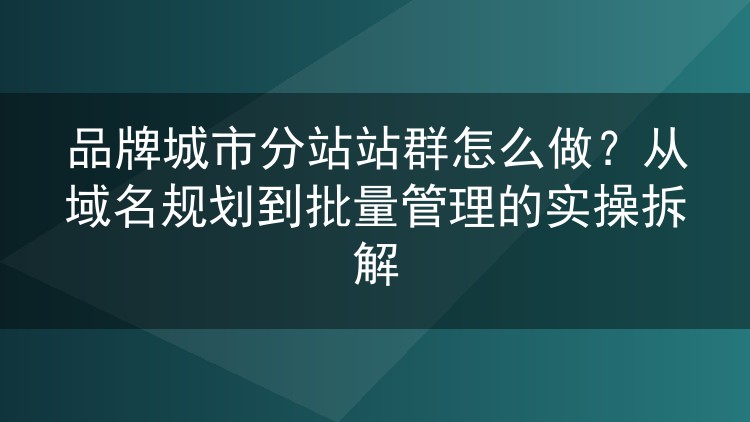 品牌城市分站站群怎么做?从域名规划到批量管理的实操拆解