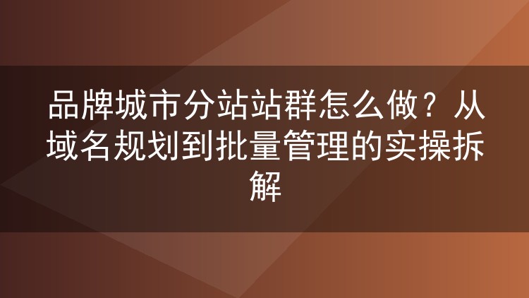 品牌城市分站站群怎么做?从域名规划到批量管理的实操拆解