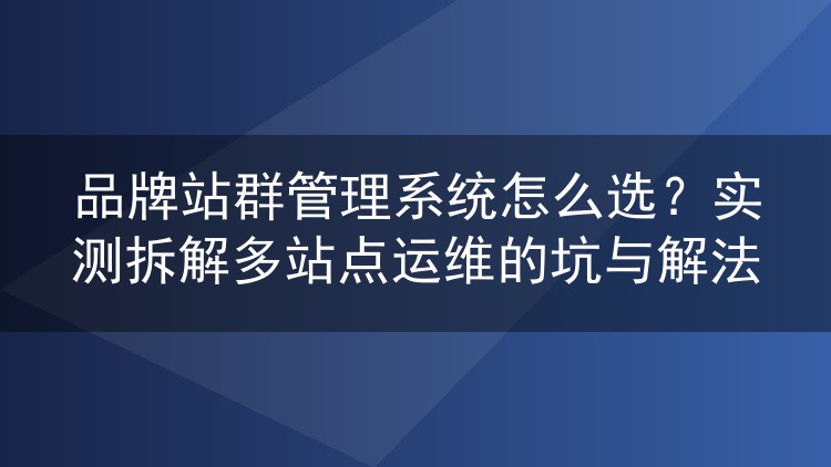 品牌站群管理系统怎么选？实测拆解多站点运维的坑与解法