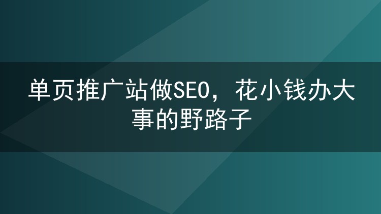 单页推广站做SEO，花小钱办大事的野路子