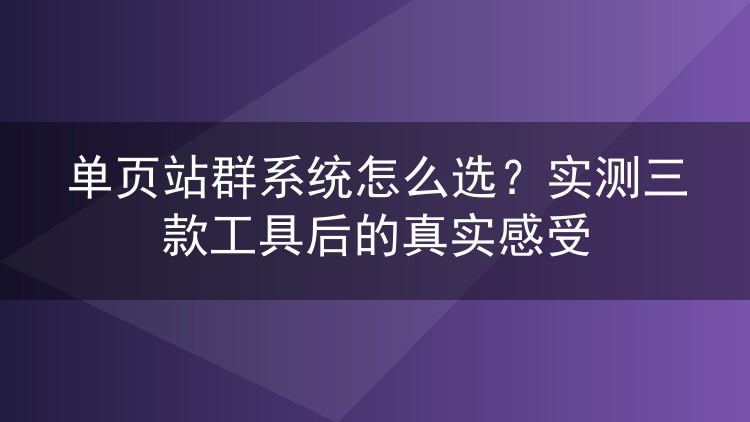 单页站群系统怎么选?实测三款工具后的真实感受