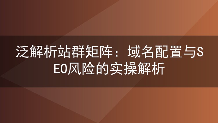 泛解析站群矩阵：域名配置与SEO风险的实操解析