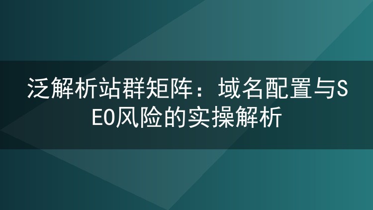 泛解析站群矩阵：域名配置与SEO风险的实操解析