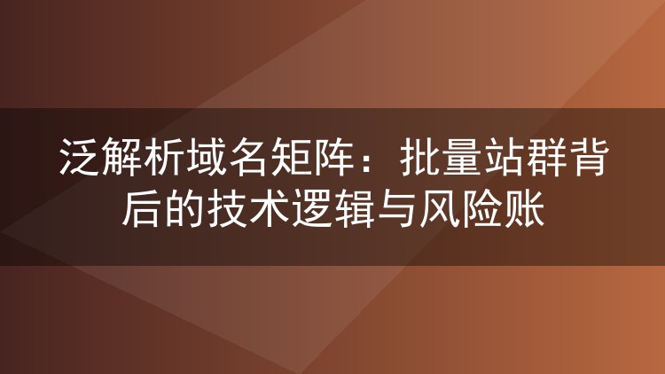 泛解析域名矩阵：批量站群背后的技术逻辑与风险账