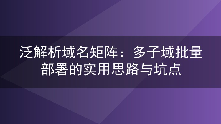 泛解析域名矩阵:多子域批量部署的实用思路与坑点